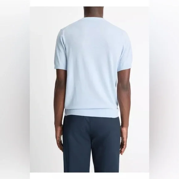 Vince Men's Featherweight Wool-Cashmere Short-Sleeve Crewneck Sweater - Picture 7 of 7